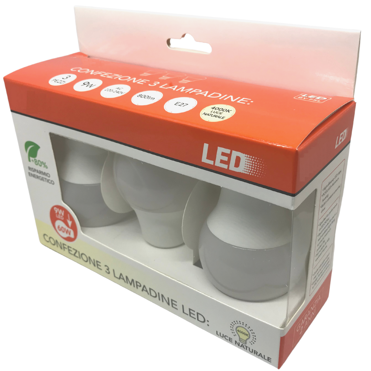 Promo Pack 3x Lampadina led E27 12W Goccia A60 luce fredda naturale calda