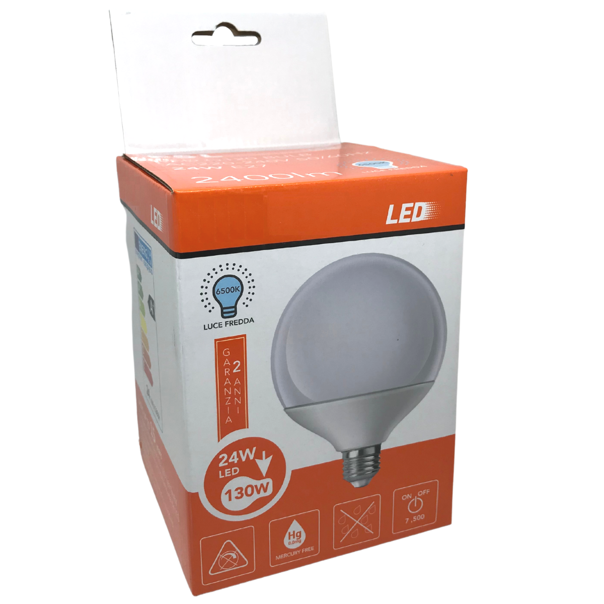 Lampadina Led Globo E27 24W G120 luce fredda naturale calda