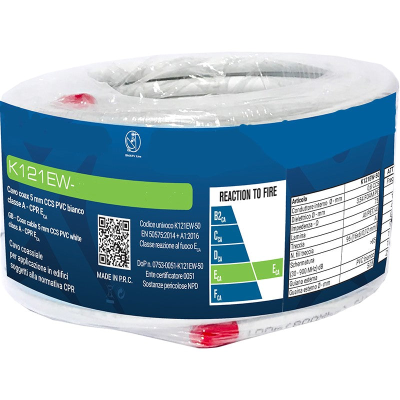 Cavo coassiale per antenna TV da 5 mm classe A matassa 25 metri