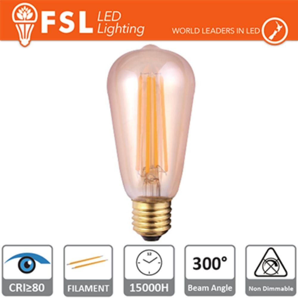Lampada led a filamento in vetro Ambra 6W E27