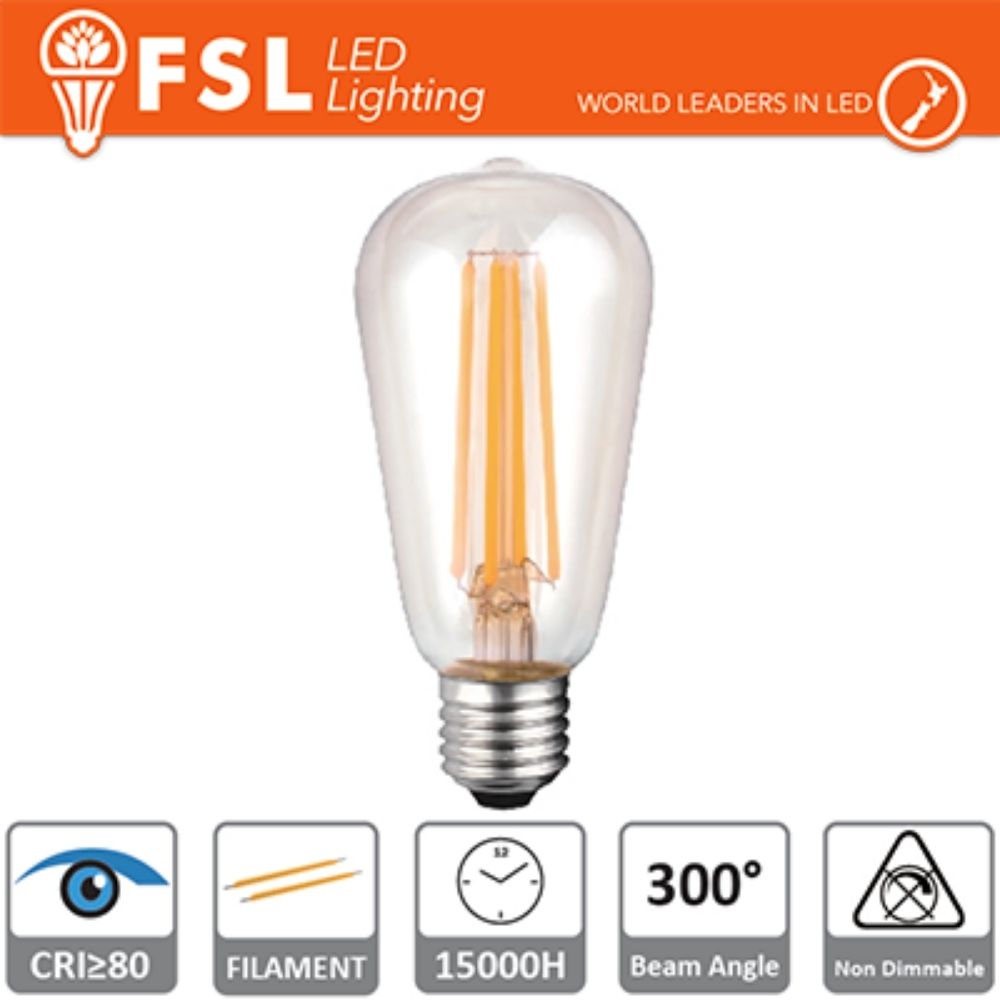 Lampada led a filamento in vetro Trasparente 6W E27
