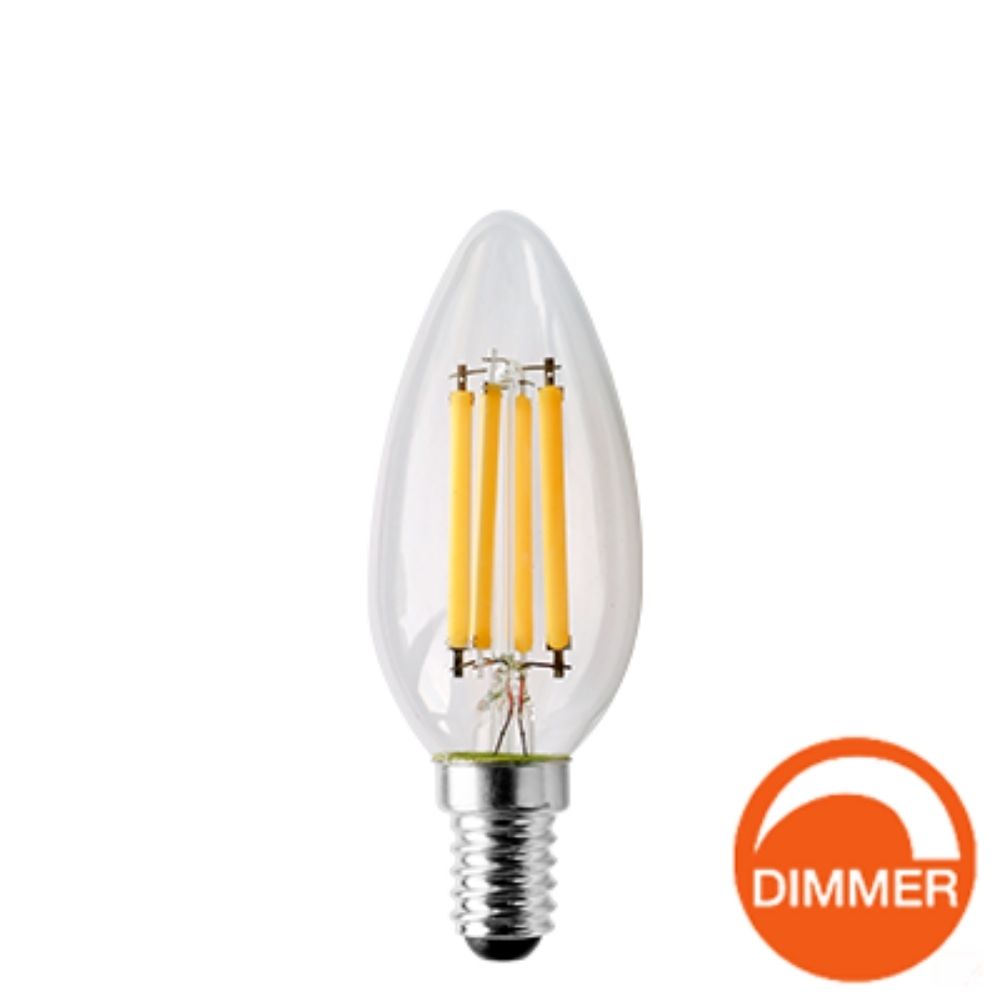 Lampada led a filamento in vetro Trasparente Oliva 4W E14 Dimmerabile