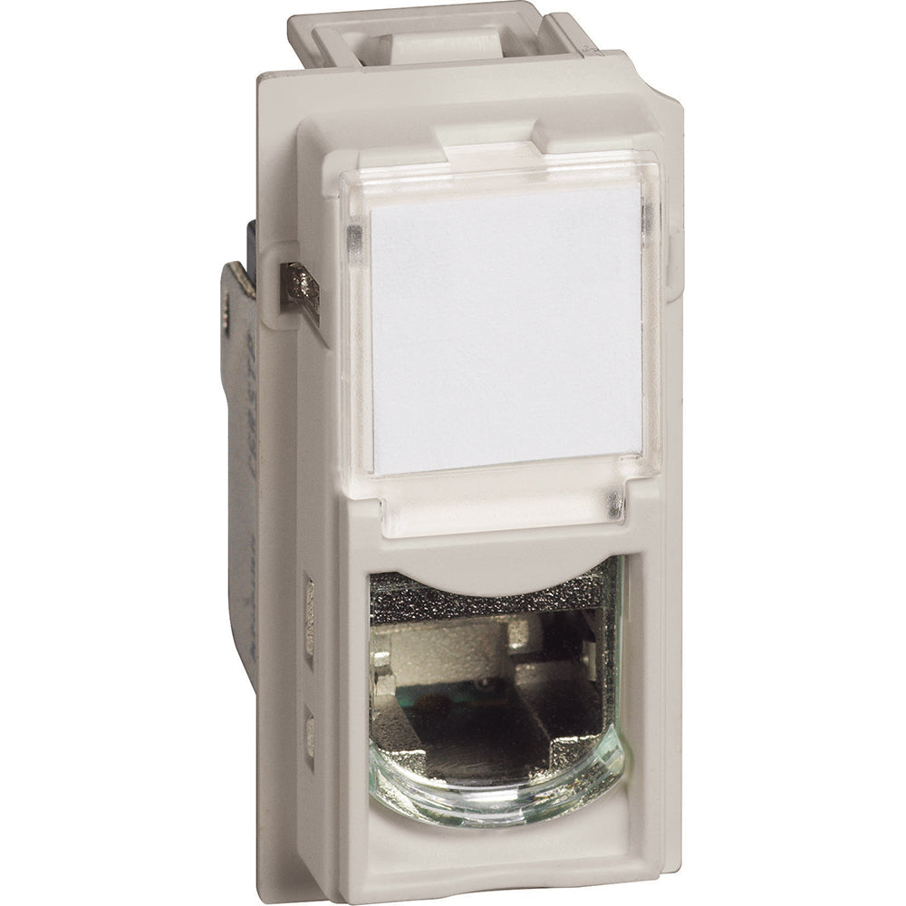 Presa Di Rete RJ45 categoria 6 UTP Colore Sabbia Bticino Living Now KM4279C6 Connettori RJ45 categoria 6 UTP, connessione tipo TOOLLESS IDC per trasmissione dati/telefonia. Questi connettori sono utilizzabili per sistemi di trasmissione segnali a 4 coppie - 1 modulo, Sabbia