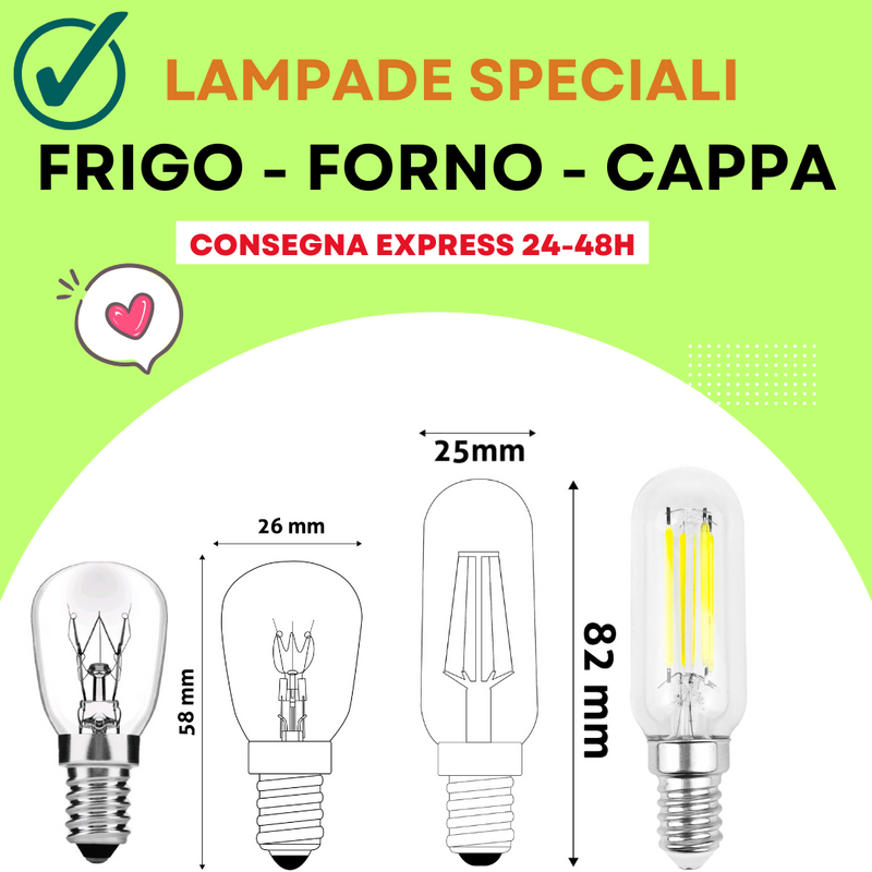 Lampada speciali E14 per Frigo - Forno - Cappa