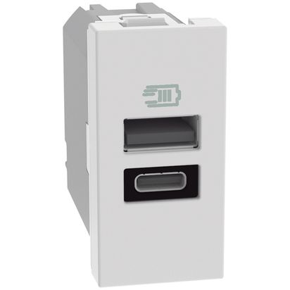 Bticino MatixGO Caricatore USB con due porte Tipo A e C Bianco JW4191AC