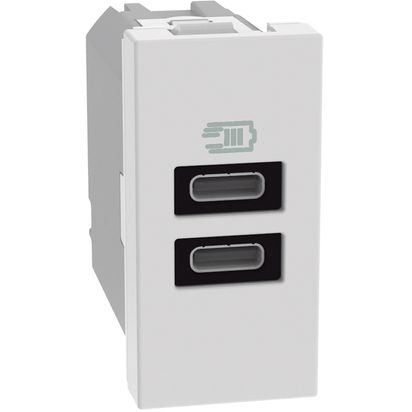 Bticino MatixGO Caricatore USB con due porte Tipo C Bianco JW4191CC