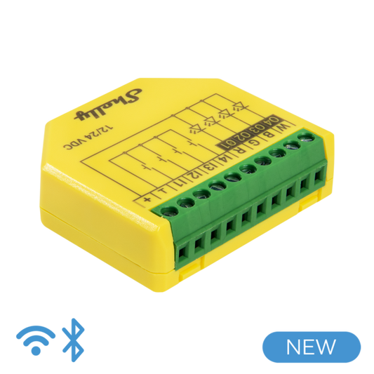 Shelly Plus RGBW PM - Controller Strisce LED WiFI/BT 12-24DC RGBW + PM