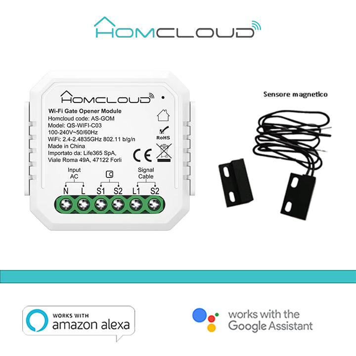 Modulo Cancelli/Garage ed Elettroserrature Wi-Fi 1CH incasso