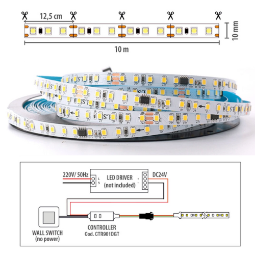 Kit Strip Led Sequenziale 24V 5mt con controller e driver incluso 24V 100W