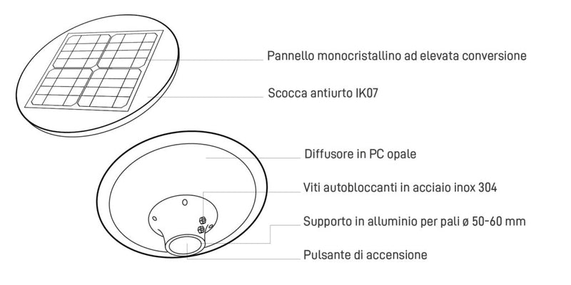 Lampione a batteria con ricarica solare 20W