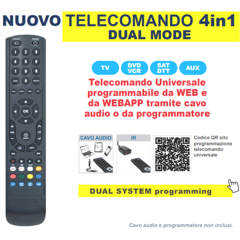 Telecomando universale per TV DVD SAT DTT Smart TV 4 in 1