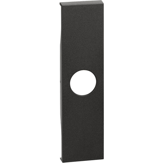 Cover per presa TV nera 1 modulo Bticino Living Now KG08 Cover per presa TV e falso polo con uscita.  Per prese TV e falso polo con foro.  Per art. K4202D, K4202P14, K4202P10, K4202F, K4953 - 1 modulo, Nera