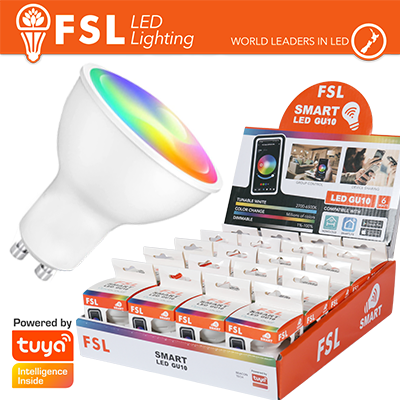 20x Lampadina GU10 SMART BEACON TECH 6w RGB+3WHITE Dim + EXPO