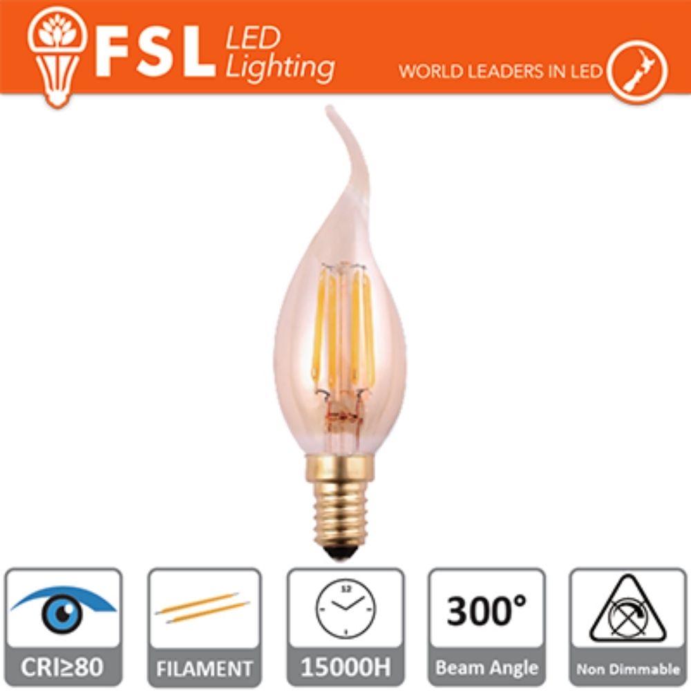 Lampada led a filamento in vetro Ambra Colpo di Vento 4W E14