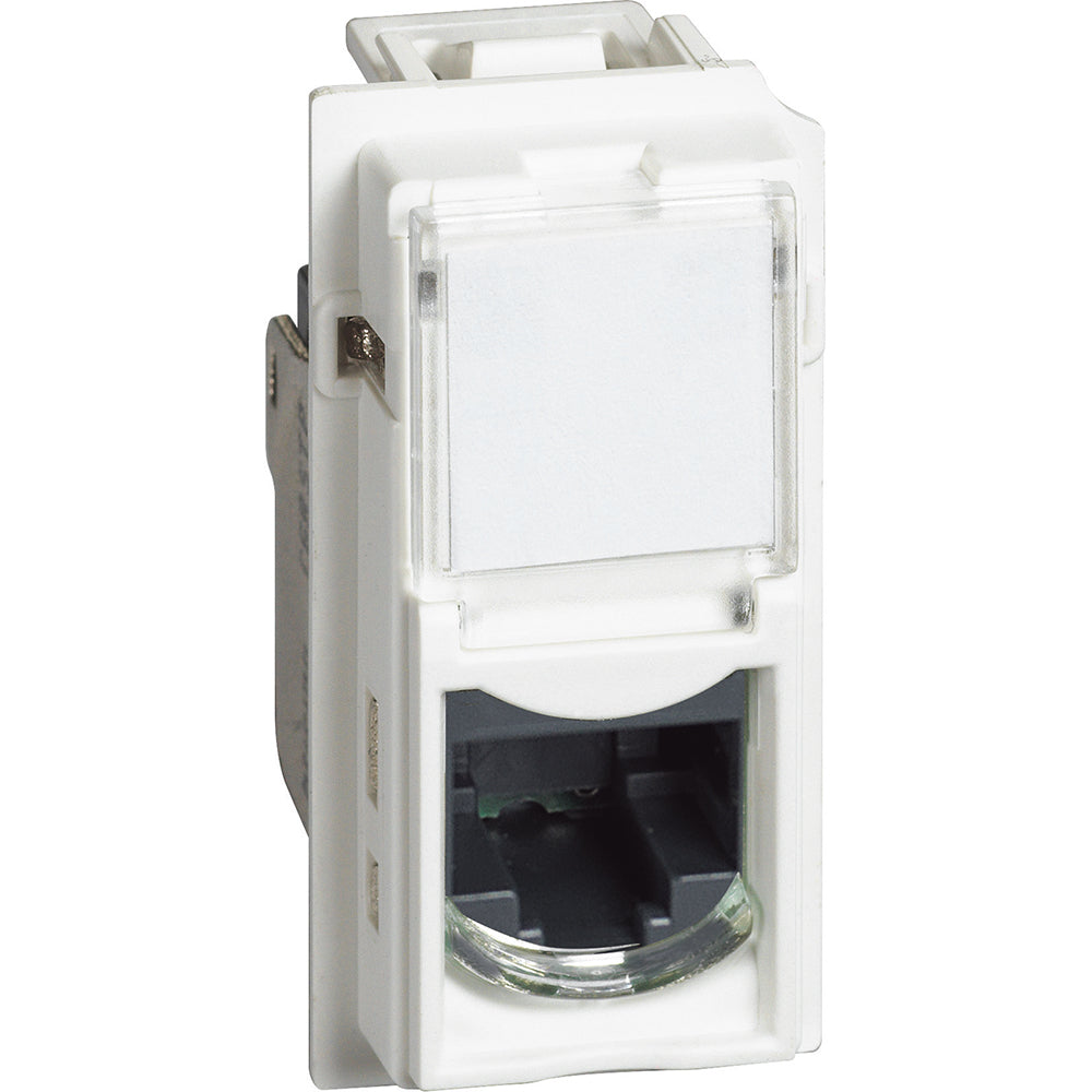 Presa Di Rete Categoria 5 Colore Bianco Bticino Living Now KW4279C5E Connettori RJ45 categoria 5E UTP, connessione tipo TOOLLESS IDC per trasmissione dati/telefonia.  Questi connettori sono utilizzabili per sistemi di trasmissione segnali a 4 coppie - 1 modulo, Bianco