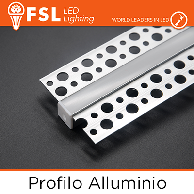 5x BARRA  ALLUMINIO 6063 - Raso CARTONGESSO - 2m SILVER
