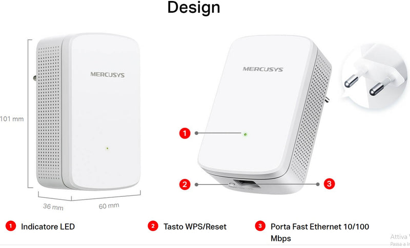 Ripetitore di segnale wifi extender 300 Mbps