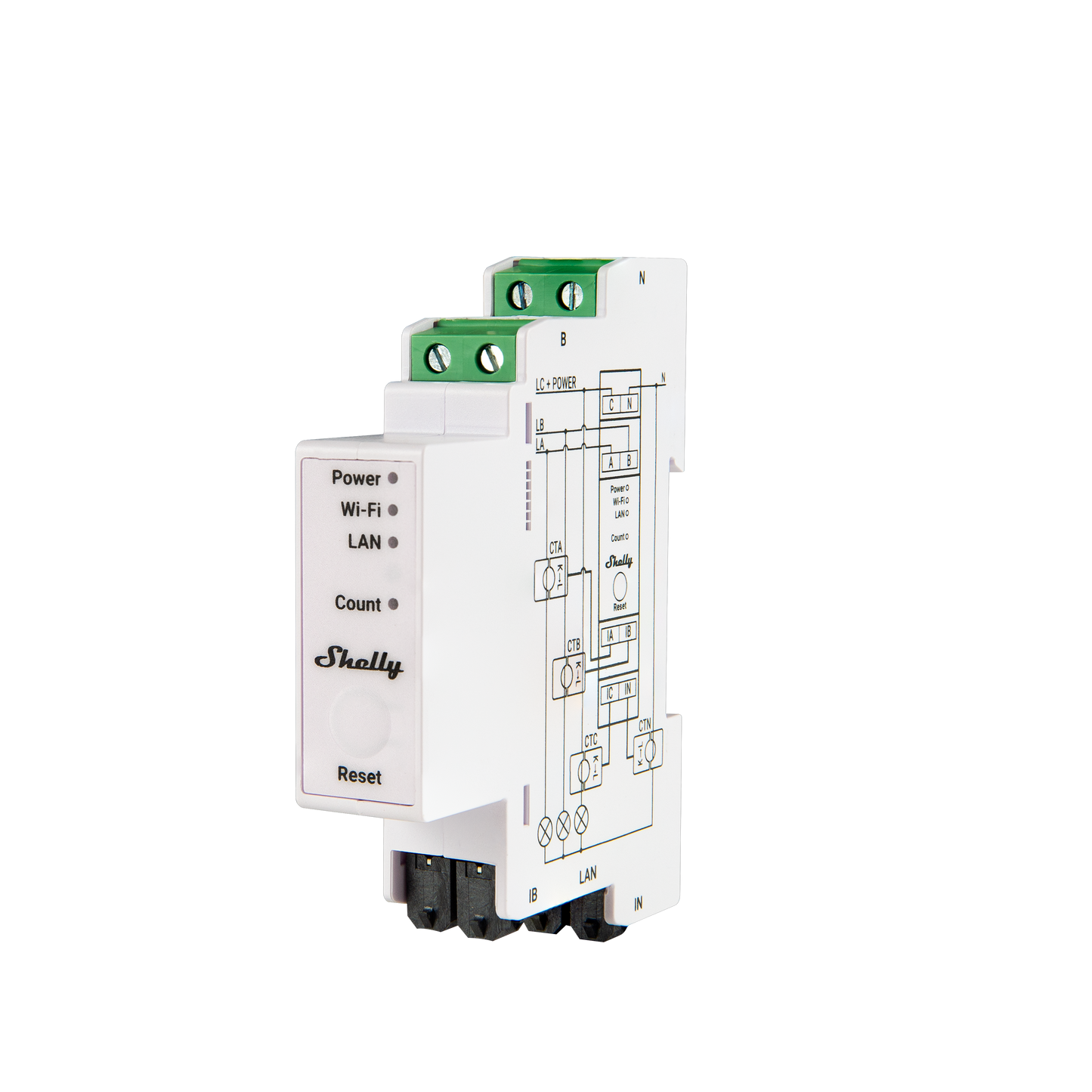 Shelly Pro 3EM 120A - Contatore energia DIN + 3 pinze120A
