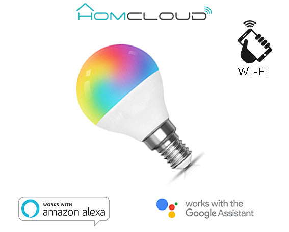 Lampadina Wi-Fi + Bluetooth RGB+Bianco caldo E14 G45 dimm