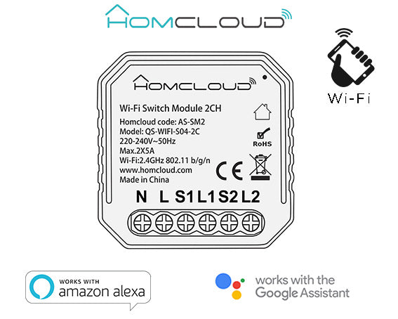 Modulo Interruttore 2CH Wi-Fi da incasso