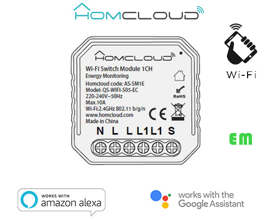 Modulo Interruttore 1CH Wi-Fi con Monitoraggio Energia incas