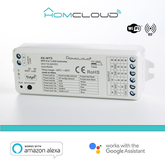 Ricevitore DIM 12/24V DC, 5CH*3A, Wi-Fi+RF2.4G RGB+CCT